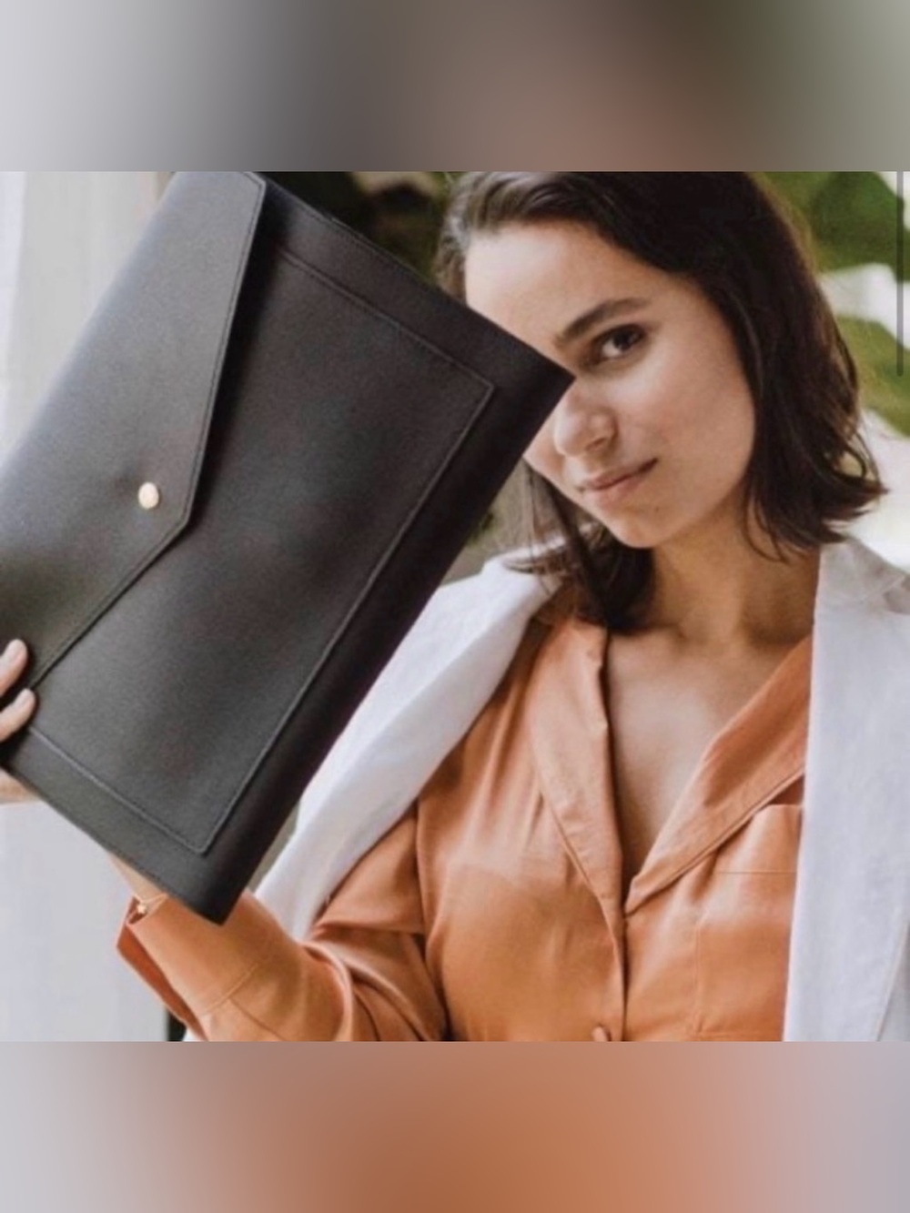 The Megan Portfolio Clutch in black vegan leather by Glass Ladder & Co